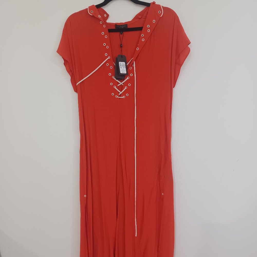 Rag & bone fire red dirdre hooded dress NWT